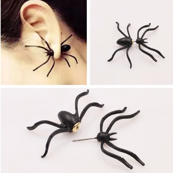 Posherpooch Jewelry - Spider Stud Earrings Black NEW